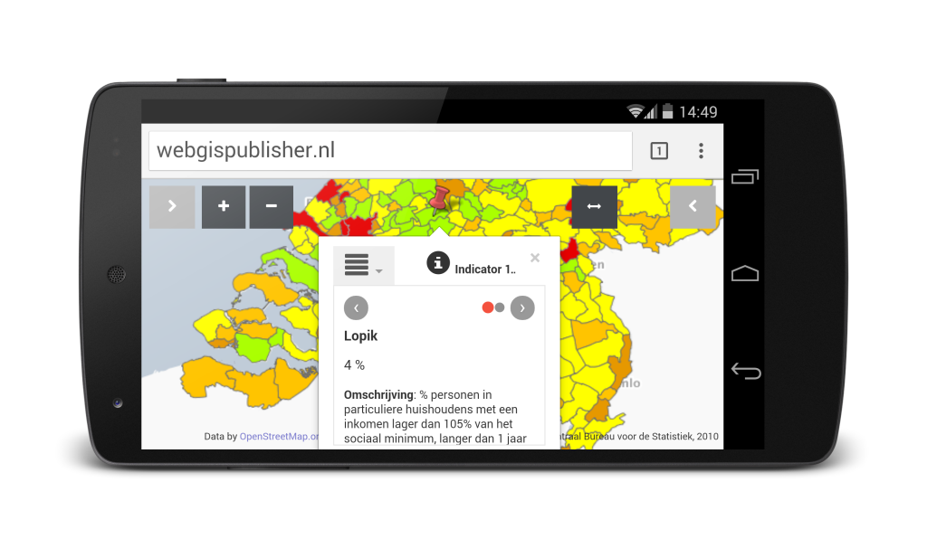 WebGIS Publisher op smartphone