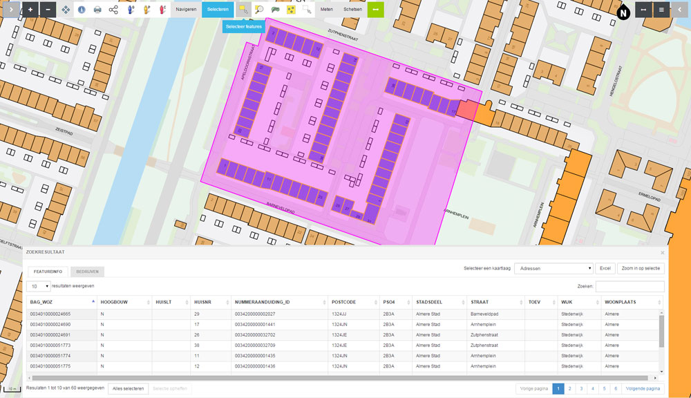 almere in kaart : adresselectie